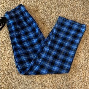 Blue plaid pajama pants